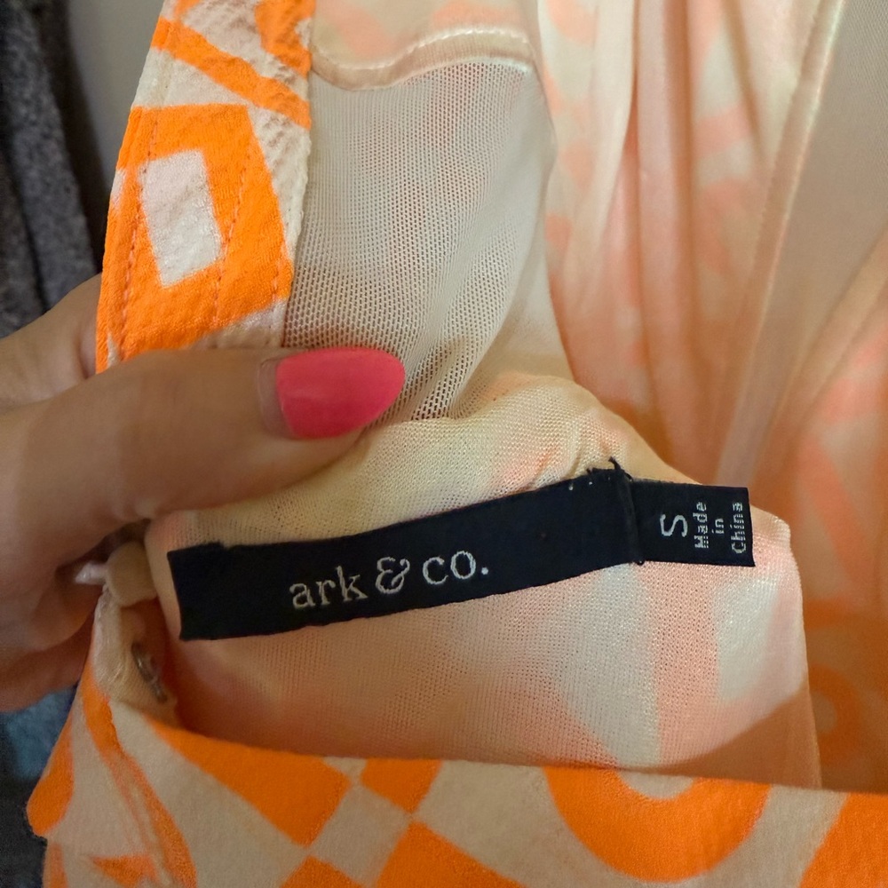 Ark & Co Vibrant Orange and Cream Patterned Dress